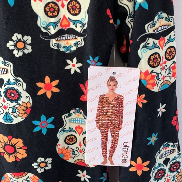 New Shosho colorful Day of The Dead Onesie with matching headband . Size M - Picture 4 of 6